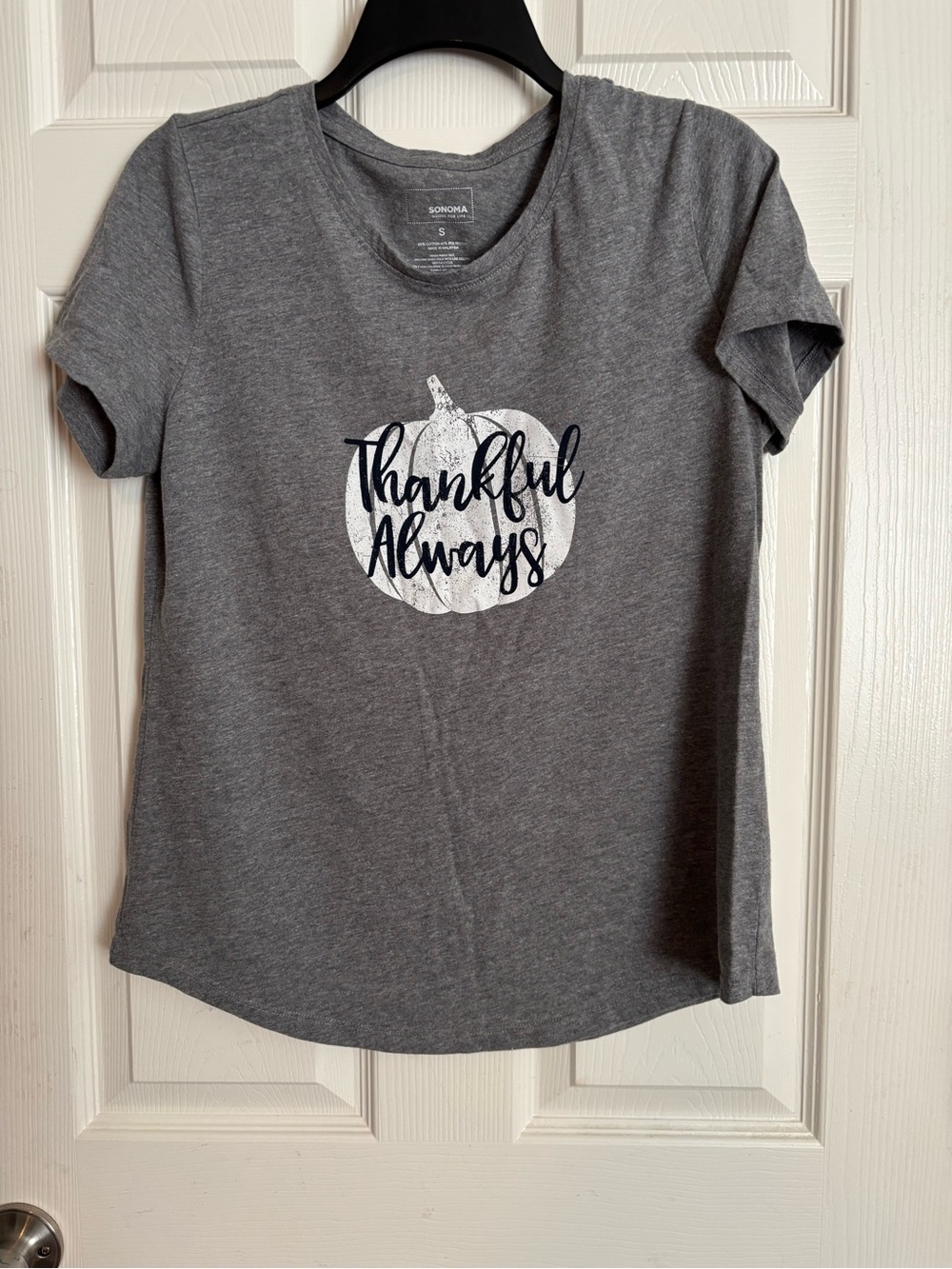 Sonoma Gray Short Sleeve 'Thankful Always' Pumpkin Graphic Tee